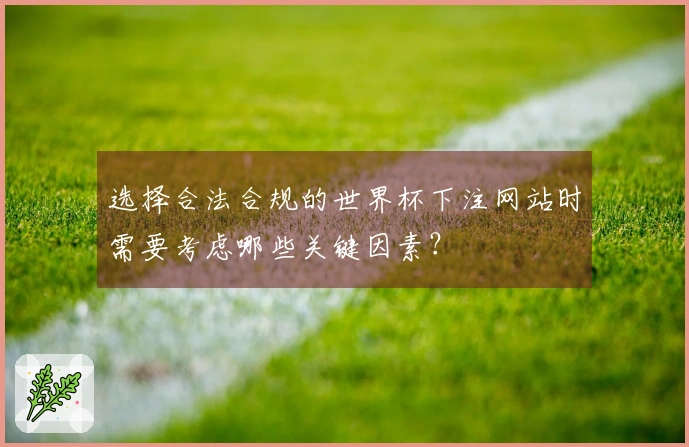 选择合法合规的世界杯下注网站时需要考虑哪些关键因素？
